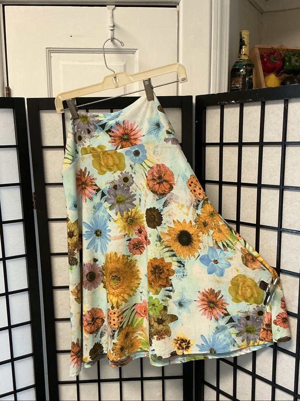 LuLaRoe Floral Circle Skirt in Blue, Yellow, Orange, Pink & Green